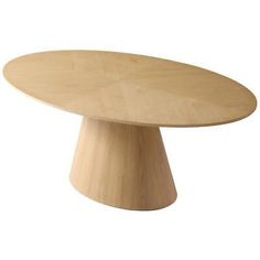 a round wooden table with no top on a white background in the shape of an egg