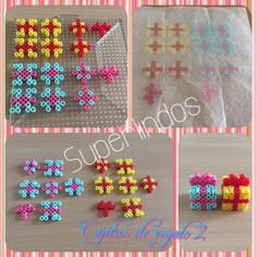 the instructions for how to make cross bead earrings with different colors and designs on them