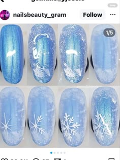 Diy Christmas Nail Art, Christmas Nails Diy, Christmas Nail Art Designs, Snowflake Nails, Winter Nail Art, Winter Nail Designs