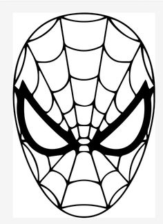 a spiderman face drawn in black and white