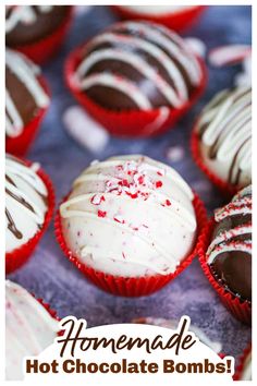 chocolate cupcakes with white frosting and red sprinkles