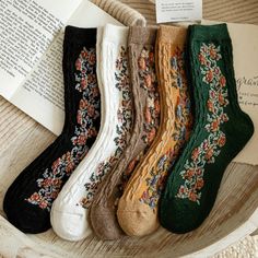 FREE SHIPPING ON ALL ORDERS OVER $50 | 100% SATISFACTION GUARANTEED Click "ADD TO CART" To Get Yours Now | Up To 60% OFF✨ Beautiful women's socks, Good wearing feeling, Irresistible. Fine workmanship and exquisite embroidery, Delicate designs on the cuff make them more elegant. These Arimonz winter thick woman's socks are warm on the feet and they are cute. Crafted to provide a snug fit and an overall cozy feel. Features: 📌 One size fits all📌 The Fabric Is Very Comfortable📌 Made With Cotton📌 Winter Embroidery, Retro Streetwear, Winter Socks, Cute Socks, Tube Socks, Socks And Tights, Brown Floral, Cashmere Wool, Cotton Socks