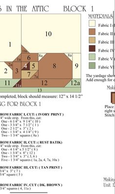 the pattern is shown with different colors and numbers on it, as well as instructions for how to make an origami quilt