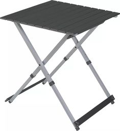 a small folding table with metal legs