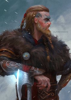 Illustration Design Graphique, Assassins Creed Art, Assassin's Creed Valhalla, Assassins Creed Odyssey, Heroic Fantasy, Dungeons And Dragons Characters, Viking Warrior