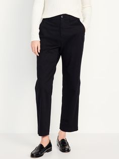 High-Waisted OGC Chino Pants | Old Navy Mid-rise Cotton Wide Leg Workwear Pants, Mid-rise Cotton Wide Leg Pants For Work, Casual Wide Leg Chinos For Work, Mid-rise Cotton Work Pants With Welt Pockets, Versatile Business Casual Pants With Elastic Waistband, Everyday High-waisted Cargo Pants, Casual Wide Leg Work Pants With Side Pockets, Straight Leg Dress Pants With Hip Pockets For Fall, Classic High-waisted Everyday Pants