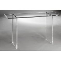 an acrylic glass console table with clear legs