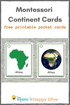 montessoi printable cards with the map of africa, africa and africa on them