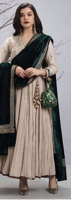 Beige Anarkali Dress, Beige Anarkali Suits, Velvet Fabric Colors, Beige Suits Women Indian, Designer Anarkali Choli With Long Shape, Long Anarkali Set With Cutdana Detail, Anarkali Long Choli For Designer Wear, Anarkali Style Long Traditional Wear With Zari Work, Traditional Pista Green Anarkali Set With Long Sleeves