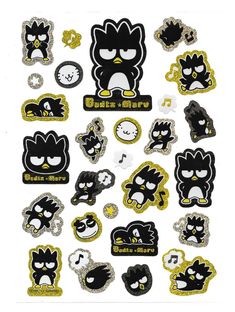 the black and gold patches are all different sizes, shapes, and colors on this sticker sheet