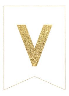 the letter v is made up of gold glitter