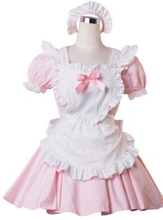 Pink Short Sleeves Lace Ruffles Sweet Lolita Maid Dress Maid Cafe, Doll Closet, Cosplay Kawaii, Pastel Outfit, Maid Outfit, Kawaii Fashion Outfits, Girly Style, Puella Magi Madoka Magica, Maid Dress