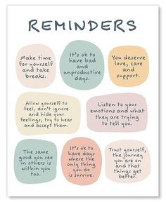 Mental Health Reminders Wall Art Print - CBT Positive Psychology Affirmations Feelings Poster - Mindfulness Posters & Decor for Home Classroom or Office - 8X10 - Unframed Mots Forts, Feelings Poster, خريطة ذهنية, Self Care Bullet Journal, Positive Psychology, Mental And Emotional Health, Self Care Activities