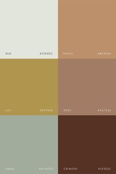 four different shades of brown, beige and green with the same color scheme in each