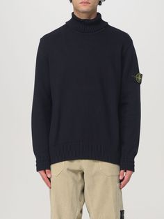 Sweater STONE ISLAND Men color Blue Stone Island Sweater, Island Man, Yellow Cream, Knitwear Men, Italian Fashion Designers, Stone Island, Italian Fashion, Blue Stone, Blue Sweaters