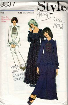 two women's dresses, one in blue and the other in white with long sleeves