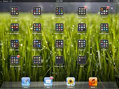 an image of the home screen of a tablet pc with many different icons on it