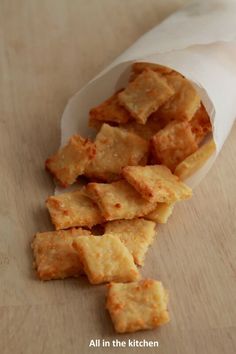 some crackers are sitting in a paper bag