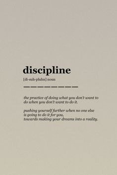 Discipline Dreams Yourself Think Phrase Wisdom Focus Goals Word Definitions Aesthetic Wallpaper, Discipline Definition, Productive Era, Motivation Words, Discipline Quotes, Alhumdulillah Quotes, Unique Words Definitions, Man Up Quotes, Powerful Motivational Quotes