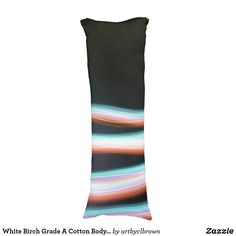 an image of a black and white pillow with colorful lines on it's side