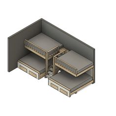 three drawers are shown with one drawer open and the other closed