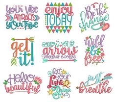 six different hand lettering styles that say, you're ready to be happy today