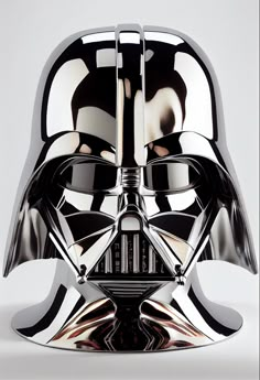 a star wars helmet is shown in this image, it appears to be chromed