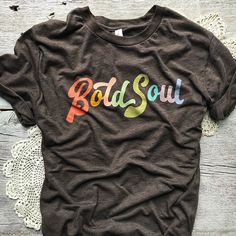 Bold Soul Tee / T Shirt - Fancy That Design House & Co. Coral Print, She Is Clothed, Vinyl Shirts, Shirt Bag, Garment Labels, Light Blue Color, Design House, Black Charcoal, Spun Cotton