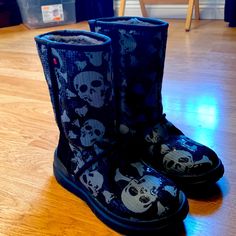 Reposhing This Item I Purchased From @Josie_ingleton. Loved It, But Ready To Rotate For Something New. They Are To Small For My Daughter. Questions? Leave A Comment Below! Skull Boots, Goth Shoes, Shoes Outfit Fashion, Funky Shoes, Shoes Outfit, Ugg Black, Kids Uggs, For My Daughter, Ugg Shoes