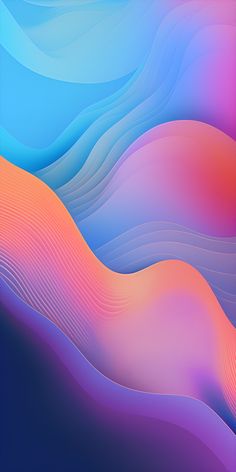 an abstract blue and pink background with wavy lines on the bottom half of the image