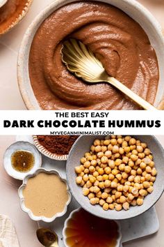 the best easy chocolate hummus recipe is made with peanut butter, peanuts and other ingredients