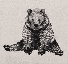 a drawing of a bear sitting on the ground