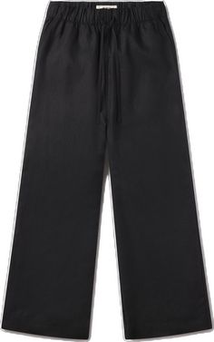 Black Wide Leg Pants With Elastic Waistband, Black Linen Wide Leg Pants For Spring, Black Linen Wide Leg Pants, Black Linen Wide Leg Pants With Elastic Waistband, Black Linen Wide Leg Bottoms, Solid Cotton Wide Leg Pull-on Pants, Black Linen Wide-leg Pants, Black Linen Ankle-length Wide Leg Pants, Pull-on Linen Wide-leg Pants