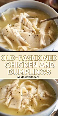 an image of old fashioned chicken and dumplings soup