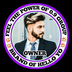 a man wearing a suit and tie with the words, feel the power of q9 group's own brand of helloyo