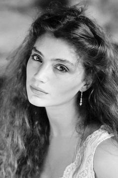 black and white photograph of a woman with long hair