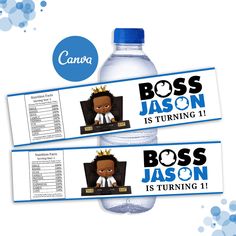 This is a DIGITAL PRODUCT. NO physical product will be mailed. ★ This Birthday Water Bottle Label is self-editable in CANVA App (Super Easy to use app on computer and Phone (browser) in 5 minutes) WHAT'S INCLUDED - Birthday Water Bottle Label Template; size 8"x2" ★HOW IT WORKS: 1. PURCHASE - After purchasing you will access the PDF file with the CANVA template link through your email or you can find it under your "Purchases and Review" in Etsy. 2. EDIT - Please remember that you can only edit th Boss Baby Birthday Party Centerpiece, Boss Baby Treats Boy, Boss Baby Boy Treats, Baby Boss Birthday Party Theme Boy, Boss Baby Boss Baby Cake Topper Printable, Baby Boss Cake Topper Free Printable, Boss Baby Printables Free, Boss Baby Popcorn Boxes, Boss Baby Nursery Theme