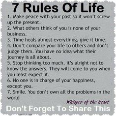 a poem written in the language 7 rules of life