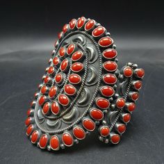 Navajo ANTHONY SKEETS Sterling Silver RED MED CORAL CLUSTER Cuff BRACELET #NATIVEAMERICAN #BOHOCHIC Native American Jewelry, What You See, Everyday Jewelry, Dream Clothes, Turquoise Jewelry, Cuff Bracelet, Floral Rings, Cuff Bracelets, The Face