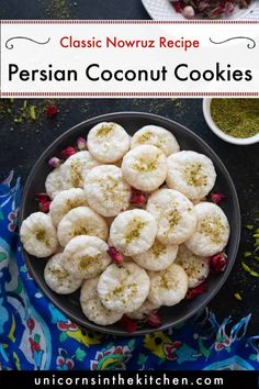 persian coconut cookies in a bowl on a table