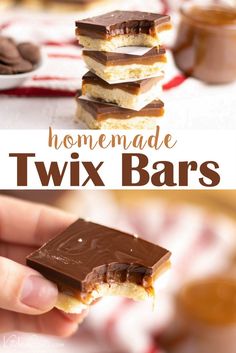 homemade twix bars stacked on top of each other