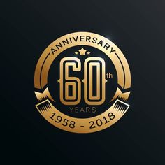 an anniversary logo with the number sixty years in gold and black