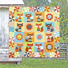 the quilt is made to look like foxes