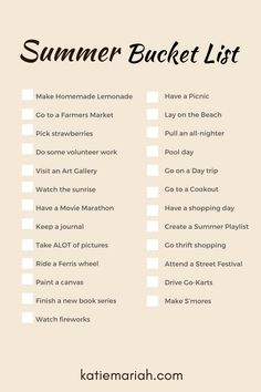 the summer bucket list is shown here