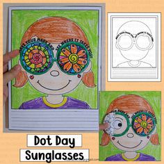 a child's drawing with the words dot day sunglasses on it and an image of a