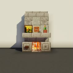 Minecraft House Fireplace, Minecraft Small Fireplace Ideas, Minecraft Wall Ideas Interior, Chimney Ideas Minecraft, Mincraft Chimney, Cute Minecraft Fireplace, How To Make A Fireplace In Minecraft, Minecraft Doorways, Mc Fireplace