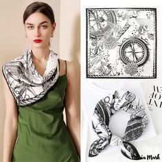 Olivia Mark - Silk scarf new plaid saddle double-sided printing 70cm small silk scarf square scarf retro tied package floating belt Infinite Symbol, Silk Scarf Tying, Small Silk Scarf, Scarf Outfit, Scarf Silk, Scarf Tying, Silk Scarves, Square Scarf, Olivia Mark