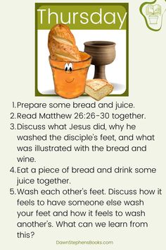 a poster with instructions for bread and wine