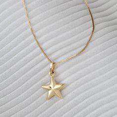 "14K Gold Star Necklace Charm, Polished Plain Necklace Charm, Gold Shooting Star, 14K Yellow Gold Star Necklace Charm, Dainty Star Necklace, Gold Star Necklace Charm With Box Chain. Can be worn with other necklaces, great for layers. A Perfect 14K Gold gift. . . . * Pendant measurement including the bail: (13 x13 mm) * Chain: 1mm Box/ It can also be sold separately * Stamp: Real 14k Gold * Never gold filled or plated * Packaged With Free Gift Box . . . If you have any questions, just hit the \"M Plain Necklace, Gold Star Necklace, Girlfriend Christmas, Christmas Gifts For Sister, Star Necklace Gold, Sister Christmas, Mother Christmas Gifts, Christmas Gifts For Girlfriend, Christmas Gifts For Him