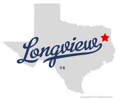 the map of longview texas, with the state's capital in blue and red